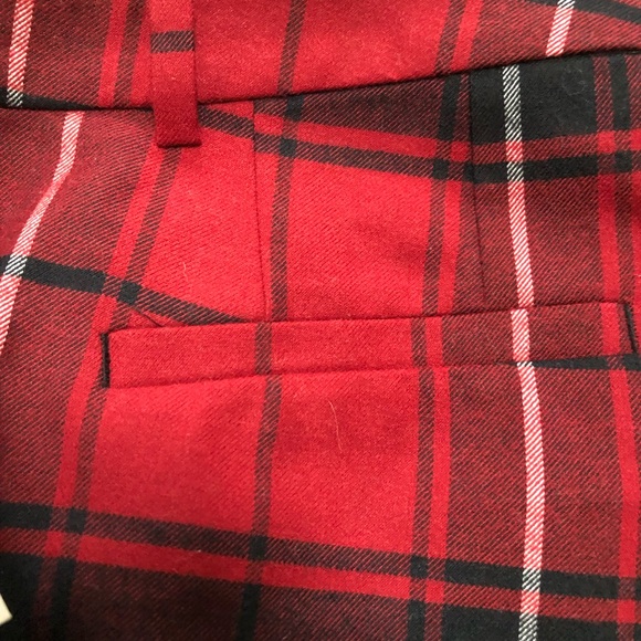 Lauren Ralph Lauren Woman Wool Blend Plaid Straight Leg Pants size2 Red/Black - Picture 9 of 9